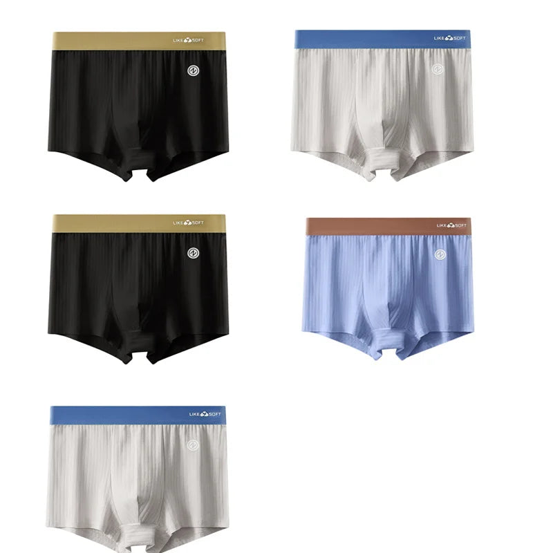 5 Pack Men's Low-Rise Boxer Briefs-Sexy Striped Stretch Comfort Underwear