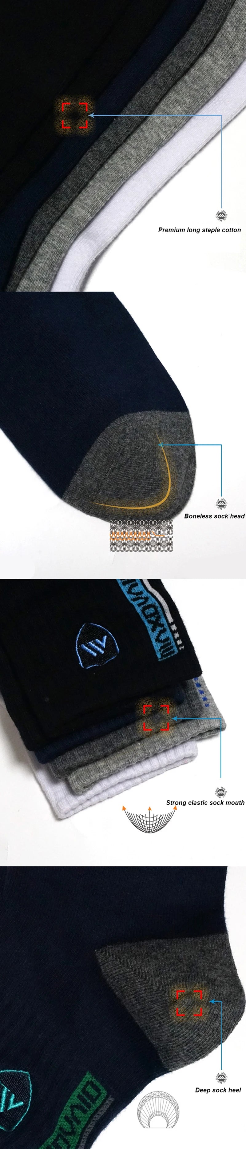 The socks you will wear every day.

• Cotton breathable - no sweaty feet
• Mid-calf length - perfect for work & sports
• Warm in winter, cool in summer
• 5 neutral colors - gray, black, navy, brown, beige

One size: US 6-12