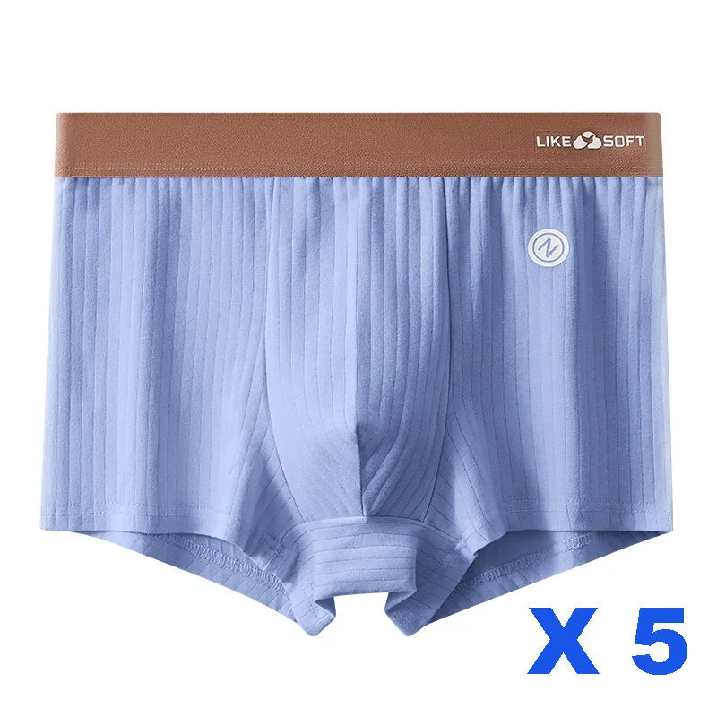 5 Pack Men's Low-Rise Boxer Briefs-Sexy Striped Stretch Comfort Underwear