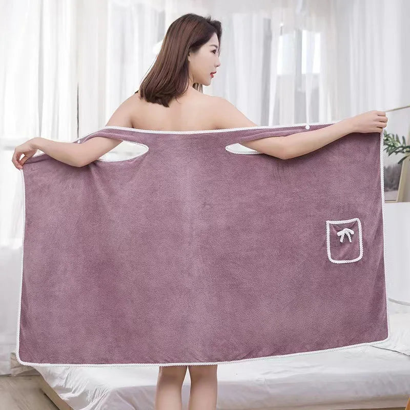 Womens Bath Towels Girls Wearable 80*145cm Fast Drying Bathing Beach Spa Bathrobes Wash Clothing, Shower Bath And Gym Towel