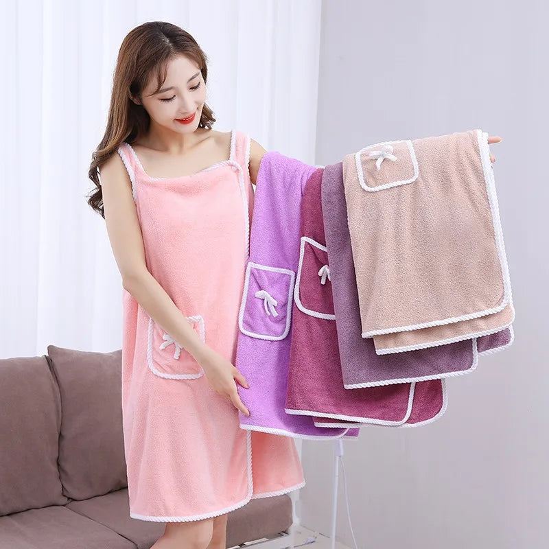 Womens Bath Towels Girls Wearable 80*145cm Fast Drying Bathing Beach Spa Bathrobes Wash Clothing, Shower Bath And Gym Towel