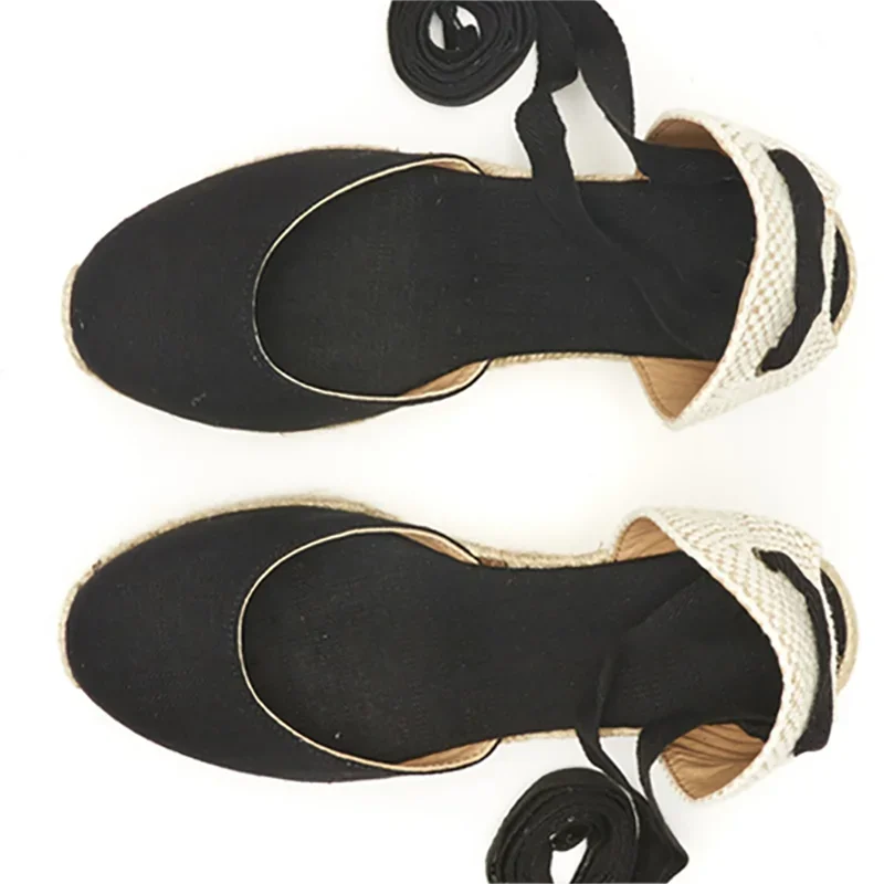 Comfort Wedges Sandals for Women Weave High Heels Summer Hollow Shoes Round Toe with Ankle Strap Platform Sandals