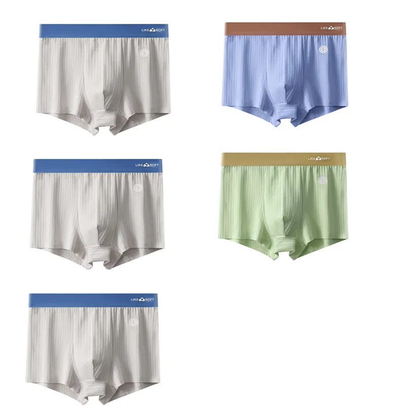 5 Pack Men's Low-Rise Boxer Briefs-Sexy Striped Stretch Comfort Underwear