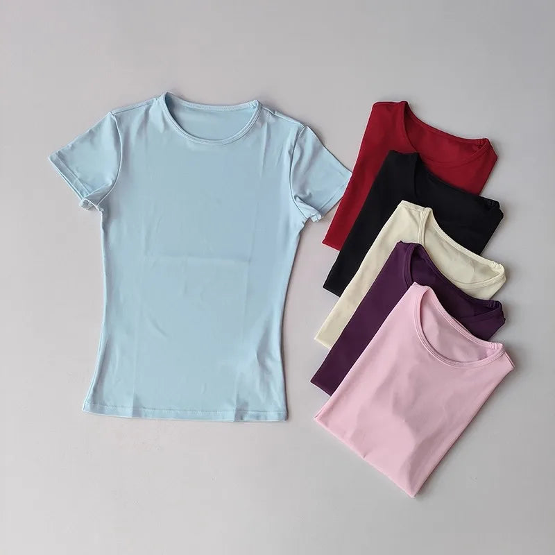 Women's Outdoor Sports Shirt Yoga Wear Fitness T-Shirt Quick Dry Running T-Shirt Workout Top Female Sportswear Exercise Clothing