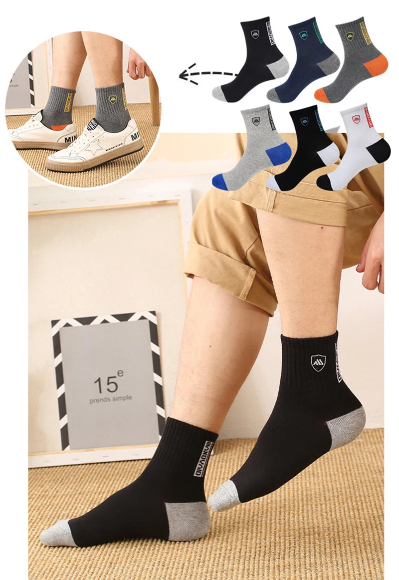 The socks you will wear every day.

• Cotton breathable - no sweaty feet
• Mid-calf length - perfect for work & sports
• Warm in winter, cool in summer
• 5 neutral colors - gray, black, navy, brown, beige

One size: US 6-12