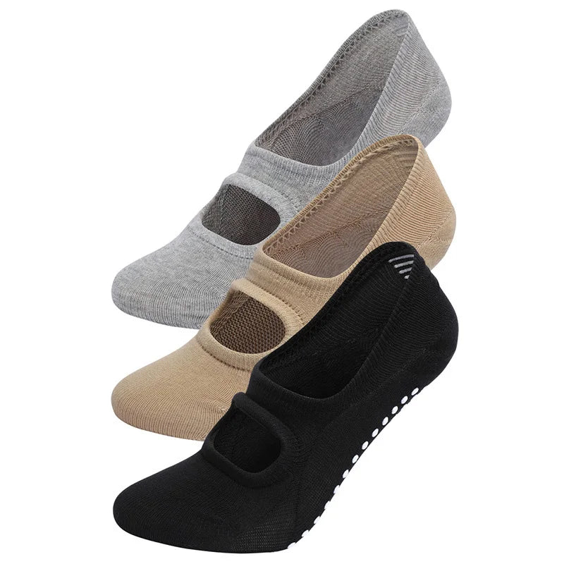 Stop slipping in class!

• Silicone grip dots - stay stable
• Backless & breathable - no sweaty feet
• Perfect for Pilates, Yoga, Barre, Dance
• 3 pack: Black, Beige, Gray

Dancers & yogis love these.