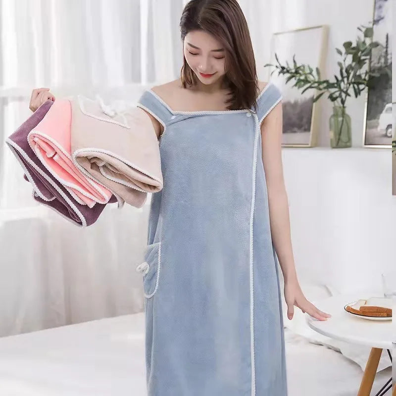 Womens Bath Towels Girls Wearable 80*145cm Fast Drying Bathing Beach Spa Bathrobes Wash Clothing, Shower Bath And Gym Towel