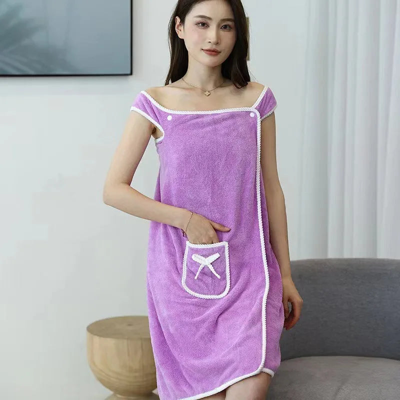 Womens Bath Towels Girls Wearable 80*145cm Fast Drying Bathing Beach Spa Bathrobes Wash Clothing, Shower Bath And Gym Towel