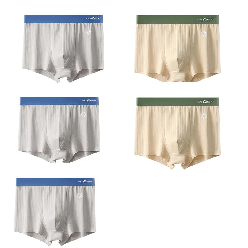 5 Pack Men's Low-Rise Boxer Briefs-Sexy Striped Stretch Comfort Underwear