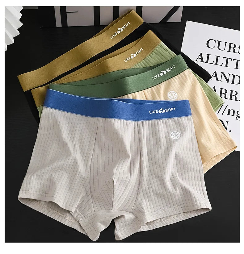 5 Pack Men's Low-Rise Boxer Briefs-Sexy Striped Stretch Comfort Underwear