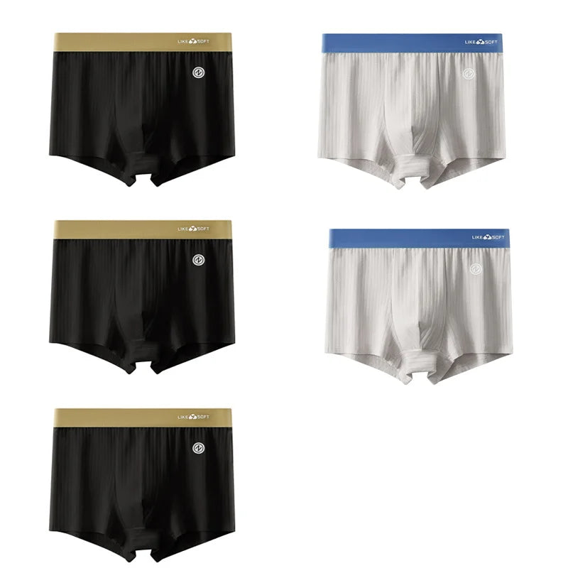 5 Pack Men's Low-Rise Boxer Briefs-Sexy Striped Stretch Comfort Underwear
