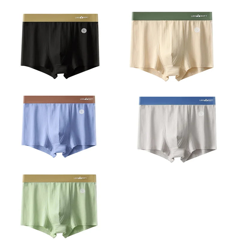 5 Pack Men's Low-Rise Boxer Briefs-Sexy Striped Stretch Comfort Underwear